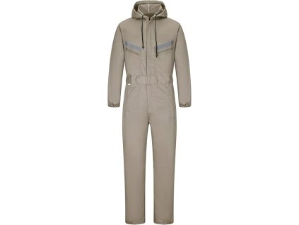 Pracovní kombinéza, bavlněný pracovní oblek s kapucí, unisex, khaki, L (1)