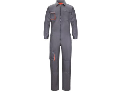 Pracovní kombinéza, bavlněný pracovní oblek, unisex, šedo oranžová, M (1)