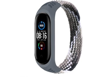 Elastický nylonový náramek pro Mi Band 7, 6, 5, 4, 3, šedý, 140 – 150 mm