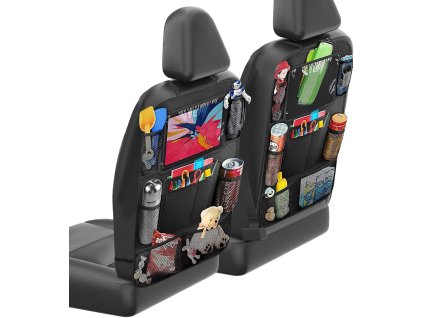 2ks organizér na zadní sedadlo, úložný prostor do auta s přihrádkou na tablet, černý (1)