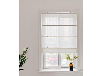 Římská roleta denní 60 x 140 cm, poloprůhledná, písková, zapínání v rustikálním stylu (1)