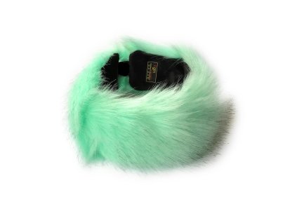 KGM Accessories Designová čelenka z umělé kožešiny, mátově zelená, šířka 10 cm (1)