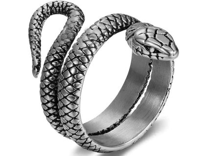 JewelryWe Šperk pánský hadí prsten z ušlechtilé oceli (1)