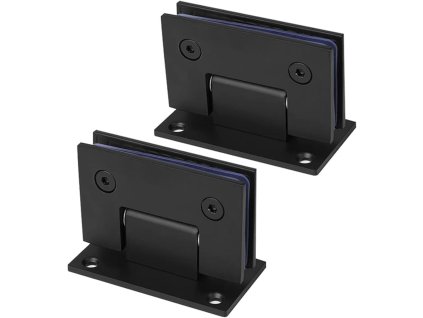 2ks Robustní pant 90° na sprchové sklo 8–12 mm, ušlechtilá ocel, dvoucestný, černý (1)
