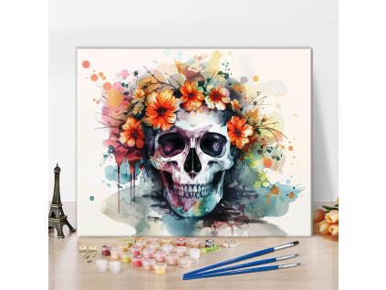 Malování podle čísel, olejomalba, 40 x 50 cm (bez rámu), lebka (1)