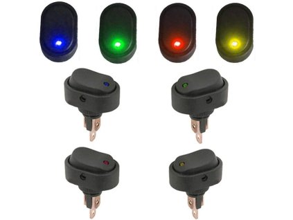 4ks kolébkový spínač se 4 barvami LED do auta, 12 V 30 A (1)