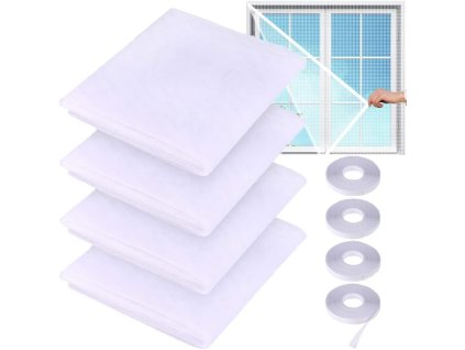 4ks síť proti hmyzu pro okna, bílá, 150x200 cm, přizpůsobitelná (1)