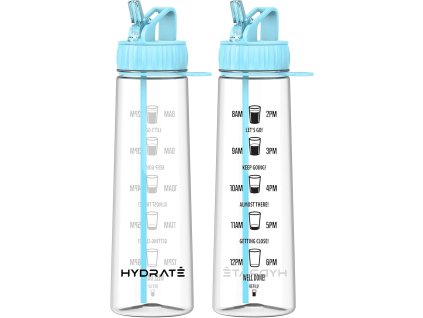 HYDRATE Láhev na pití 900ml s časovými značkami, bez BPA, Tritan, modrá (1)