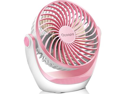 Malý stolní USB ventilátor s tichým provozem, 3 rychlosti, 360° otočná hlava, růžový (1)