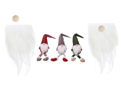 12ks sada předřezaných vousů a dřevěných koulí na výrobu skřítka Gnome (1)