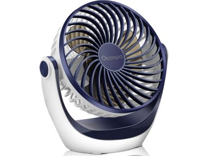 Malý stolní USB ventilátor s tichým provozem, 3 rychlosti, 360° otočná hlava, modrý (1)