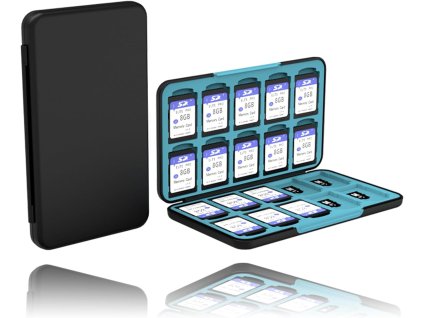 Pouzdro na paměťové karty, vodotěsné, pro 20 SD a 20 microSD karet, černé (1)