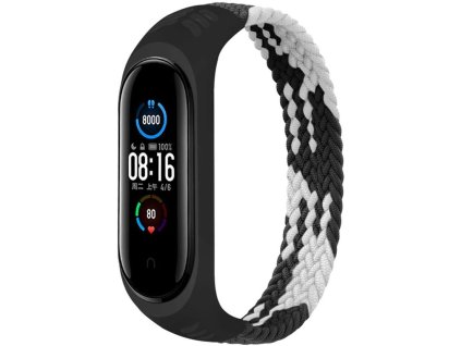 Elastický nylonový náramek pro Mi Band 7, 6, 5, 4, 3, černý, 140 – 150 mm