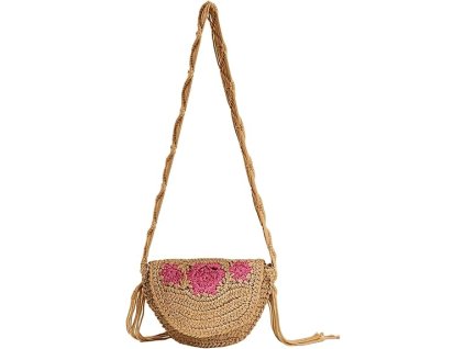Slaměná kabelka pro ženy, letní plážová crossbody, růžový vzor (1)