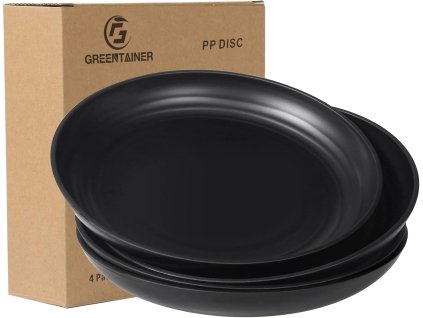 Greentainer 4ks nerozbitné PP talíře 19,8 cm, nejen do karavanu, černé (1)