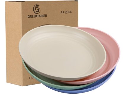 Greentainer 4ks nerozbitné PP talíře 19,8 cm, nejen do karavanu, barevné (1)