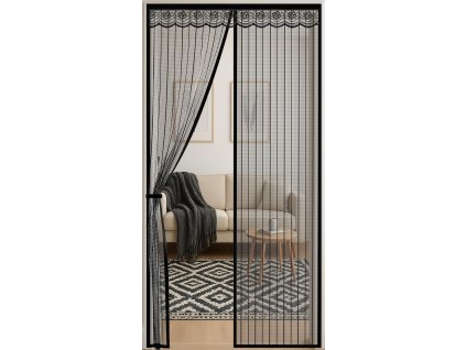 Magnetická síť proti hmyzu na dveře, 90x210 cm, tmavá krajka (1)