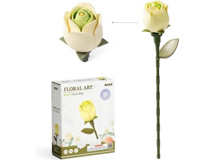 Květinové 3D puzzle, stavebnice umělé květiny, zelená růže (2)