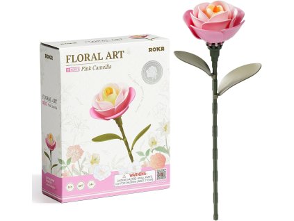 Květinové 3D puzzle, stavebnice umělé květiny, růžová kamélie (5)