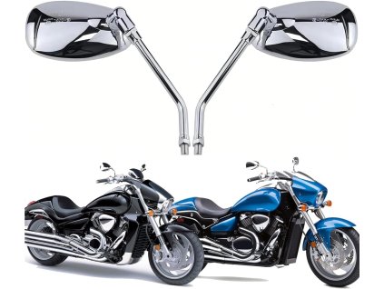 2ks zpětné zrcátko pro motocykl, M10, chrom, 360° otočné (1)