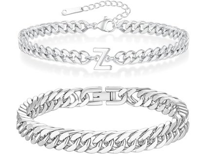 2ks stříbrných pánských náramků s písmenem Z, ušlechtilá ocel (1)