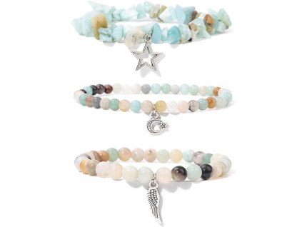 3ks náramků z přírodního kamene, perlový náramek, pro dámy (1387)