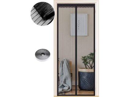 Went® Magnetická síť proti hmyzu na dveře, 105x220 cm, černá (1)