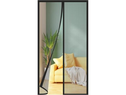 Magnetická síť proti hmyzu na dveře, 85x210 cm, černá