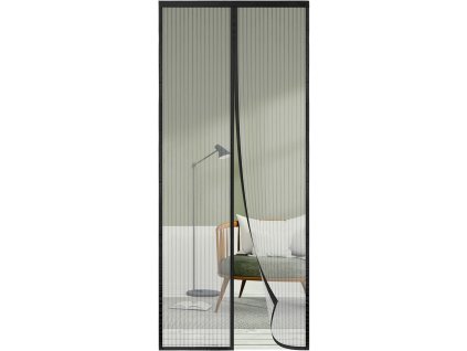 Magnetická síť proti hmyzu na dveře, 75x195 cm, černá