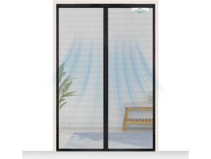Magnetická síť proti hmyzu na dveře, 80x240 cm, černá