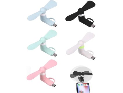 5ks mini ventilátor 2v1 pro telefony Android, přenosný chladič (1)