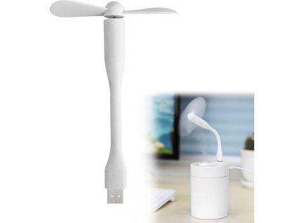 Mini USB C ventilátor pro PC, powerbanku, telefon, 90 mm, flexibilní, bílý (1)
