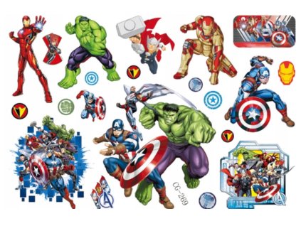 12 listů dětských dočasných tetování hrdinové Avengers (1)