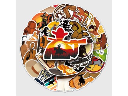 50ks samolepek, vinylové nálepky Western kovboj (1)