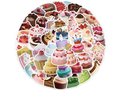 50ks samolepek, vinylové nálepky dorty (1)