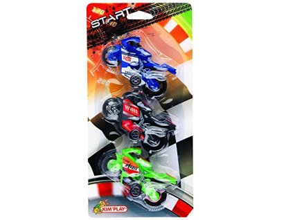 Kim Play tři barevné mini závodní motorky (červená, modrá a černá) (1)