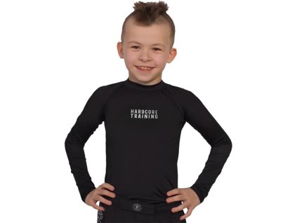 Hardcore Training Kids Rash Guard, dětské kompresní tričko s dlouhým rukávem, prsa 76 cm, černé, unisex (1)