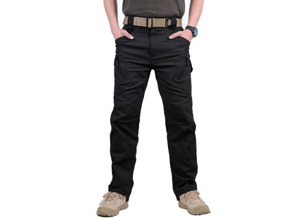 Pánské lehké outdoorové kalhoty s 9 kapsami, L, černé, cargo (4)