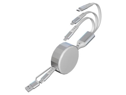 Zatahovací nabíjecí kabel PD 100W, 3v1 – USB C, Lightning, MicroUSB (1)