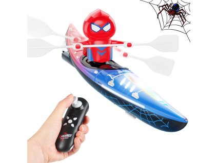 DEERC RC kajak Spider na dálkové ovládání s LED světly pro jezero, rybník, 2,4 GHz, aktivace ve vodě, pro chlapce a dívky ve věku 6 12 let (červená) (1)