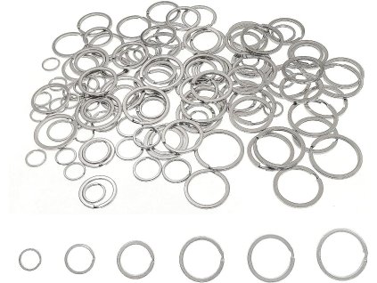 120ks Nerezové dělené kroužky na klíčenky, průměr 15 20 25 30 32 35 mm (1)