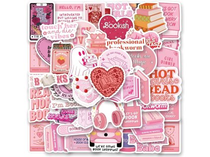 110ks růžových nálepek, vinylové samolepky na laptopy, knihy, lahve, atd. (1)