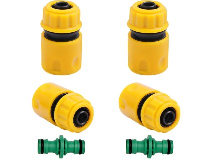 4ks hadicových spojek 12, 2ks oboustranné spojky 12, plast, pro zahradní hadice (1)