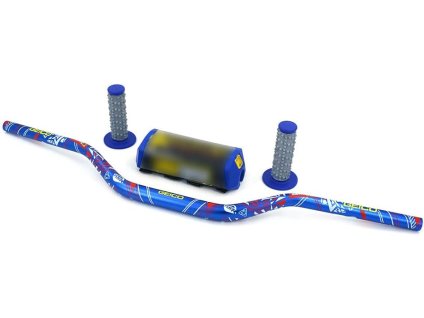 Motocyklová řídítka modrá 28 mm s příslušenstvím, motocross, enduro, dirt bike (1)