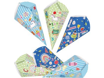 6ks malý skládací školní kornout na cukroví (1)