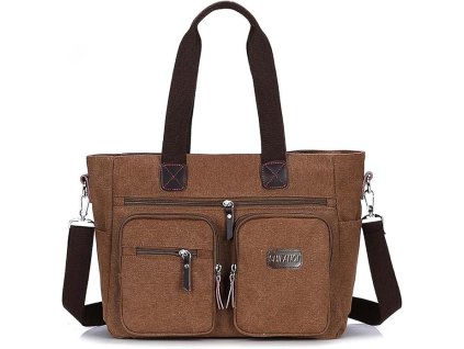 Dámská pracovní taška pro 15,6 počítačnotebook, lehké plátno, hnědá (1)