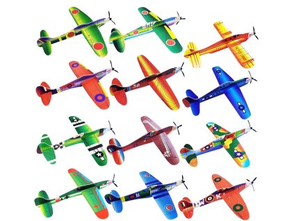 12ks různých styroporových letadel, jednotlivě balené polystyrenové kluzáky (1)