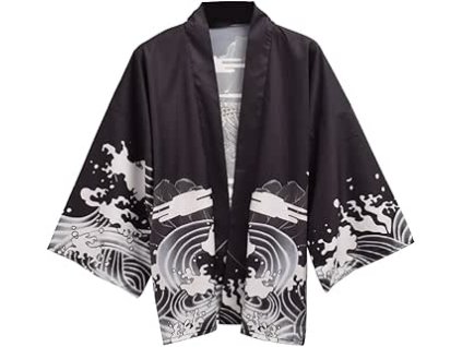 GRACEART Dámský kimonový župan, univerzální velikost, potisk vln a draka, yukata (1)
