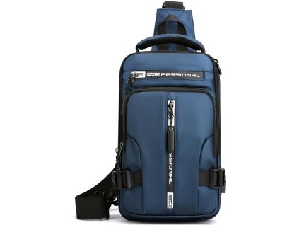 Mini batoh přes rameno, USB port, modrý (1)