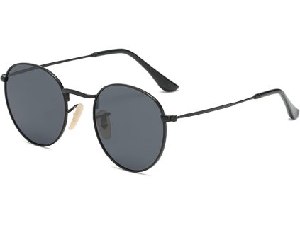 Dollger Malé kulaté polarizované sluneční retro brýle, UV400, šedá čočka a černý rámeček (1)